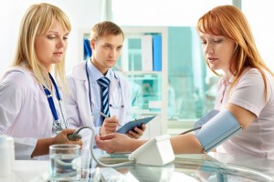 Checking blood pressure