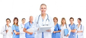 Smiling medical doctor. Isolated over white background