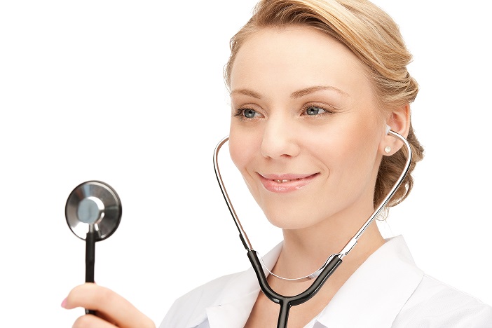 picture of attractive female doctor with stethoscope.