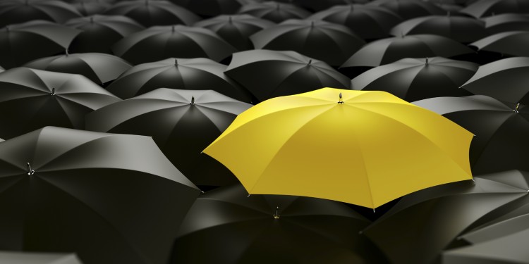 3d rendering of a sea of umbrellas