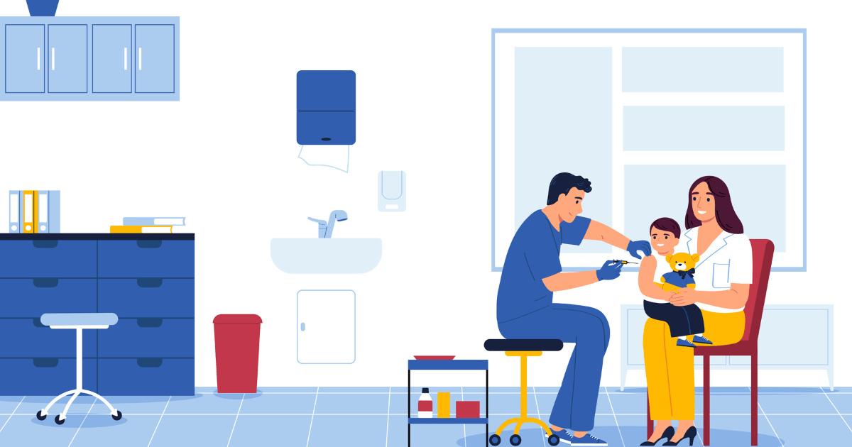 vacunación con el médico inyectando